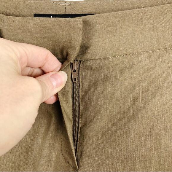 THEORY Tan Linen Wool Wide Leg Emory Trouser Pants Relaxed fit Size 4 - Picture 6 of 15